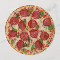 Invitación redonda de Fiestas Pizza - SRF