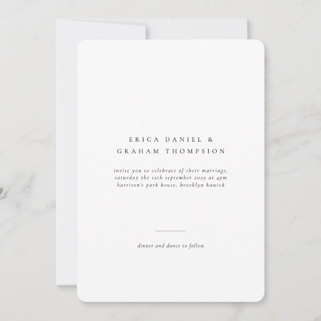 Invitación Redonda de Foto de Boda Formal Clásica (Anverso)