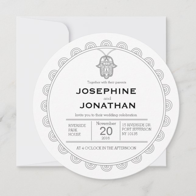 invitación redonda de hamsa (Anverso)