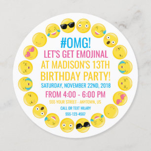 Invitación redonda de la fiesta de cumpleaños de
