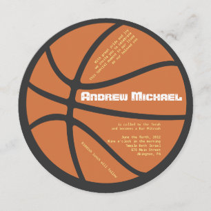 Invitación redonda de Mitzvah del BALONCESTO del