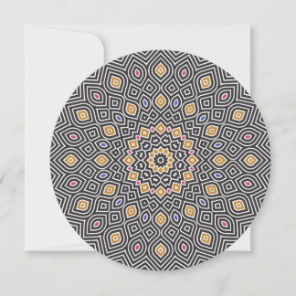 Invitación Redonda de Mosaico de Girasol en Dorado