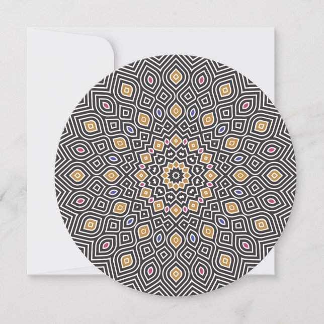 Invitación redonda de mosaico de girasol en oro ne (Anverso)