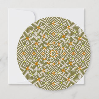 Invitación Redonda de Mosaico de Girasol en Verde