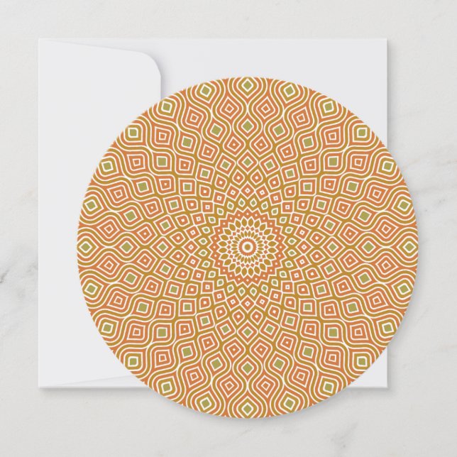 Invitación redonda de mosaico de remolino en oro y (Anverso)