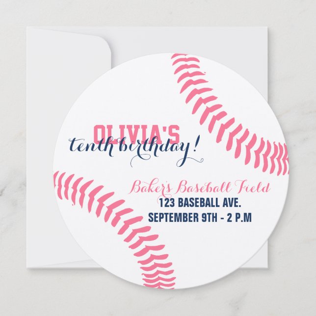 INVITACIÓN REDONDA DEL CUMPLEAÑOS DEL BÉISBOL (Anverso)