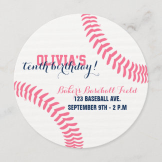 INVITACIÓN REDONDA DEL CUMPLEAÑOS DEL BÉISBOL