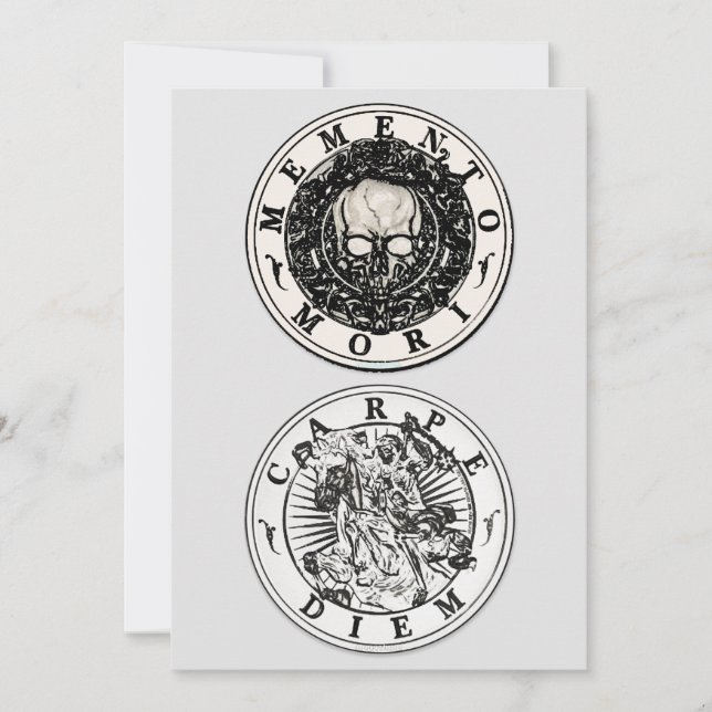 Invitación redonda Memento Mori Carpe Diem Silver (Anverso)