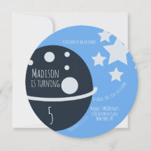 Invitación redonda para fiesta de cumpleaños de lu
