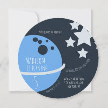 Invitación redonda para fiesta de cumpleaños de lu
