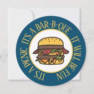 Invitación redonda para picnic / barbacoa de hambu