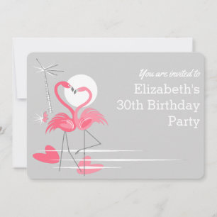 Invitación redondeada 'Flamingo Love' 'Estás invit