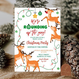Invitación Redondeando al Fiesta de los Navidades de renos de