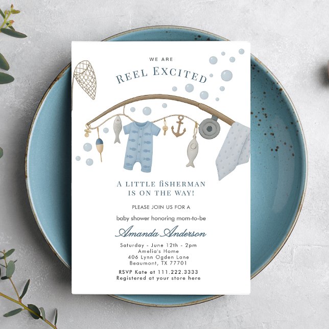 Invitación Reel Excited Little Fisherman Fishing Baby Shower (Subido por el creador)