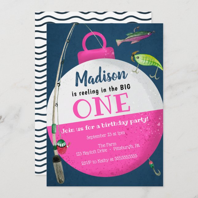 Invitación Reeling en el gran Chica de Pescador del primer cu (Anverso / Reverso)