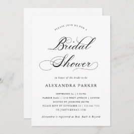 Invitación Refinada ducha de novias con caligrafía blanca y n