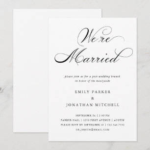 Invitación Refinado Brunch postBoda negro y blanco