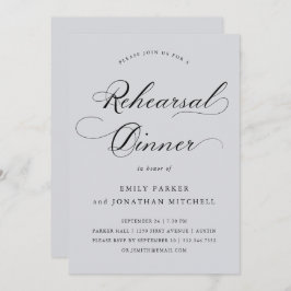 Invitación Refinado | Caligrafía Cena de ensayo gris suave