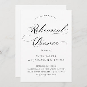 Invitación Refinado   Cena de ensayo de Boda caligráfico