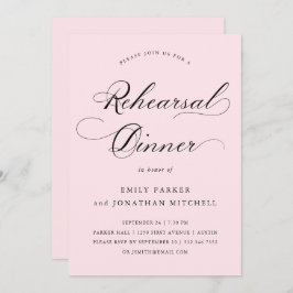 Invitación Refinado | Cena de ensayo rosa de Rubor caligrafía