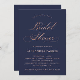 Invitación Refinado Faux Rosa Gold Caligraphy Shower
