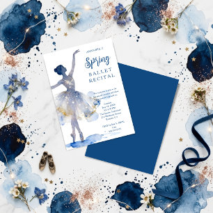 Invitación Refined Blue Ballerina Recital TMF26