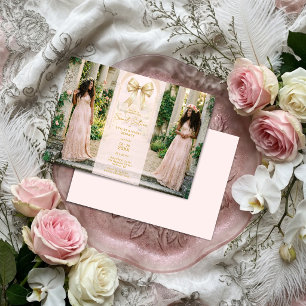 Invitación Refined Blush Pink Twins Sweet 16 Coquette TMF26
