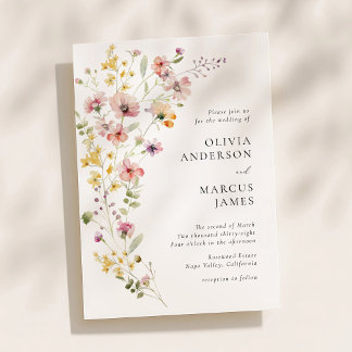 Invitación Refined Boho Meadow Wildflower Wedding Invitation