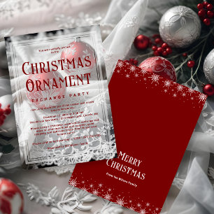 Invitación Refined Vellum Grey Shades Red Christmas Ornament