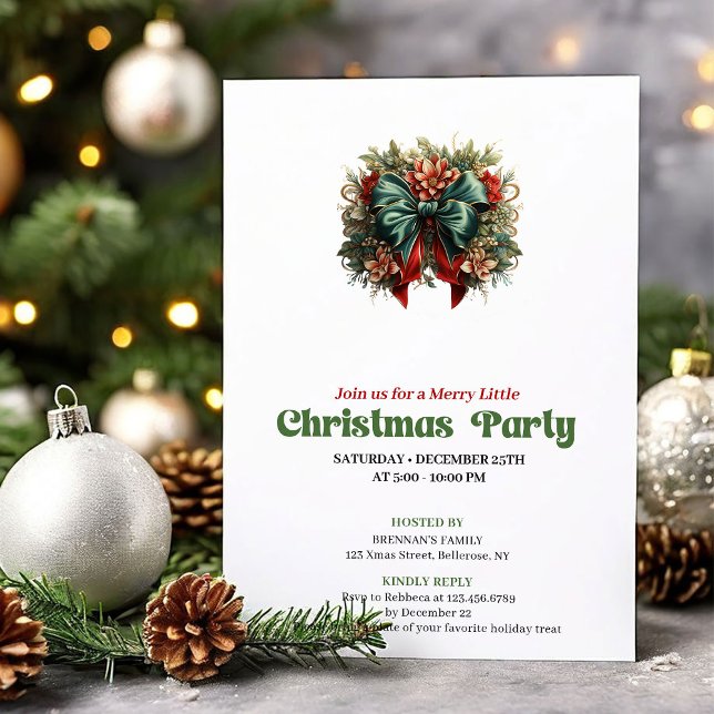 Invitación Refined Victorian Christmas bow party invite (Refined Victorian Christmas angel party invite

)