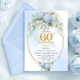 Invitación Refined Watercolor Light Blue Flowers 60 Birthday