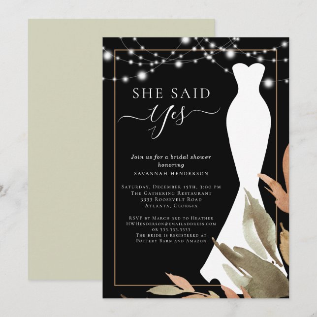 Invitación Reflector de Boda de las luces de cadena (Anverso / Reverso)
