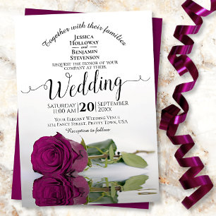 Invitación Reflejando cassis Rosa púrpura matrimonio elegante