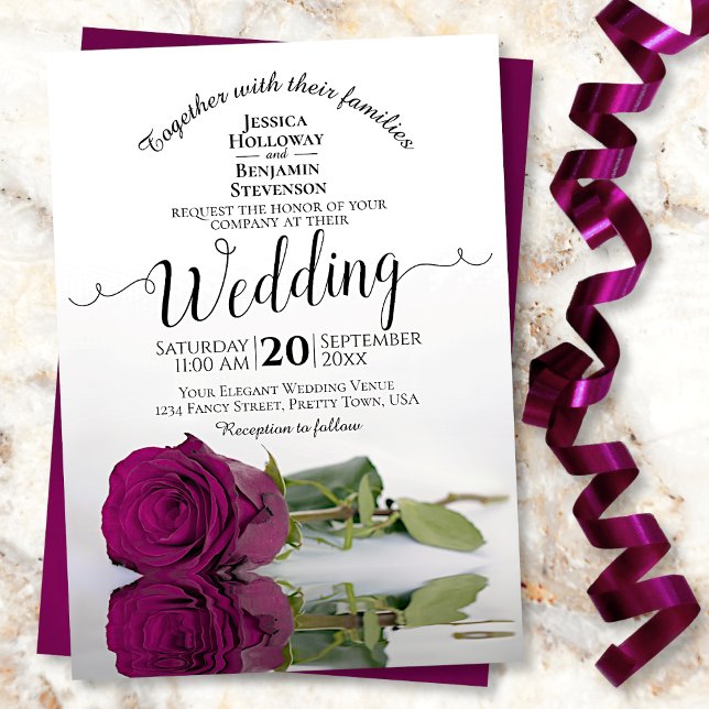 Invitación Reflejando cassis Rosa púrpura matrimonio elegante (Subido por el creador)