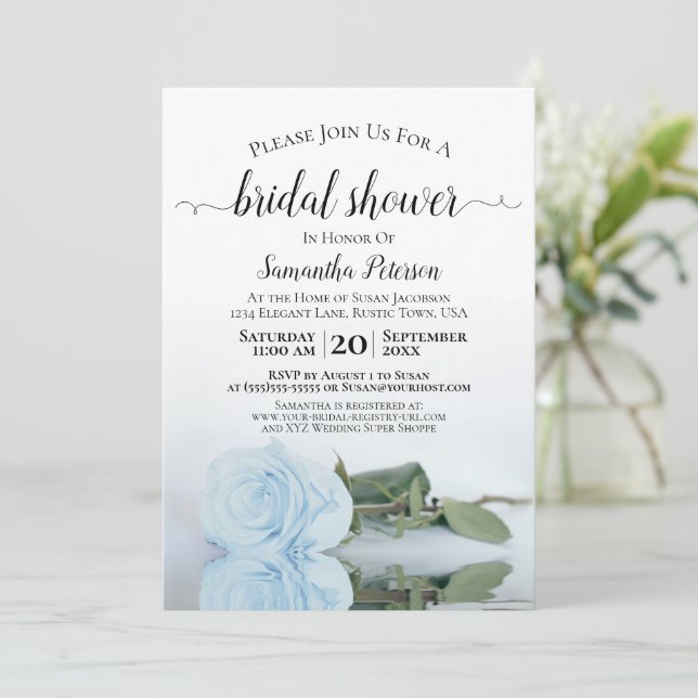 Invitación Reflejando el Rosa azul turbio elegante ducha de n (Anverso de pie)