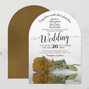 Invitación Reflejando la elegante boda Rosa Ochre dorada