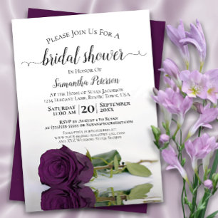 Invitación Reflejando Plum Purple Rosa Elegante Ducha Bridal