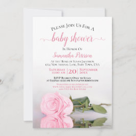 Invitación Reflejando Rosa Rosa Rosa Elegante Bebé Chica Duch