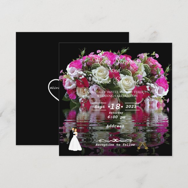 Invitación Reflejo de agua floral (Anverso / Reverso)