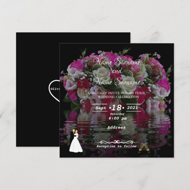 Invitación Reflejo de agua floral (Anverso / Reverso)