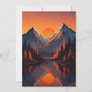 Invitación Reflejo de puesta de sol en la montaña Cielo naran