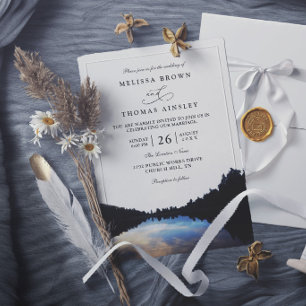 Invitación Reflejos del lago rústico Boda elegante junto al l