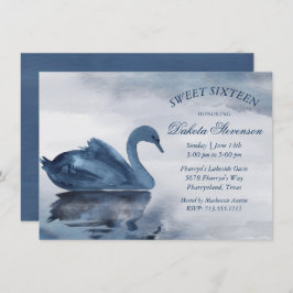Invitación Reflexiones sobre el lago | Dusty Blue Swan Sweet 