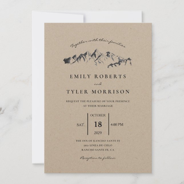 Invitación Refrescante Boda de montaña (Anverso)