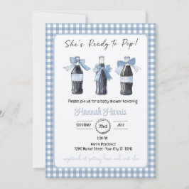 Invitación Refresco Azul Bebé Listo para POP Fiesta de Bebé 