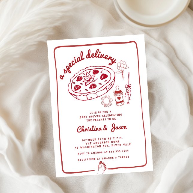 Invitación refrigerios de café dibujados a mano ducha de bebé (Subido por el creador)