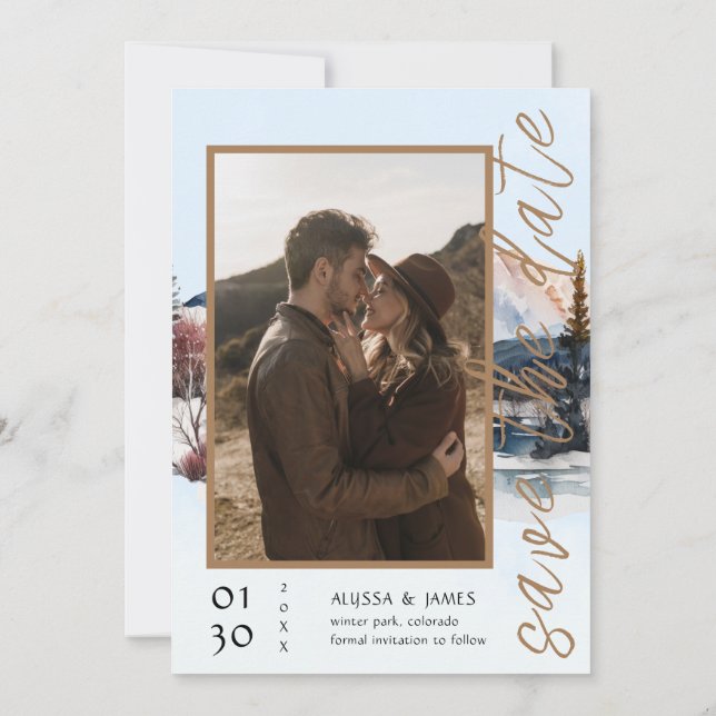 Invitación Refugio de invierno en las montañas La aventura co (Reverso)