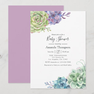 Invitación Regadera Cactus Suculentas Shower de Bebé