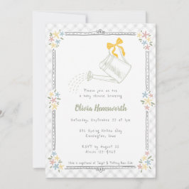 Invitación Regadera de gingham gris niebla 020 Fiesta de bebé