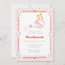 Invitación Regadera de gingham rojo 007 Fiesta de bebé